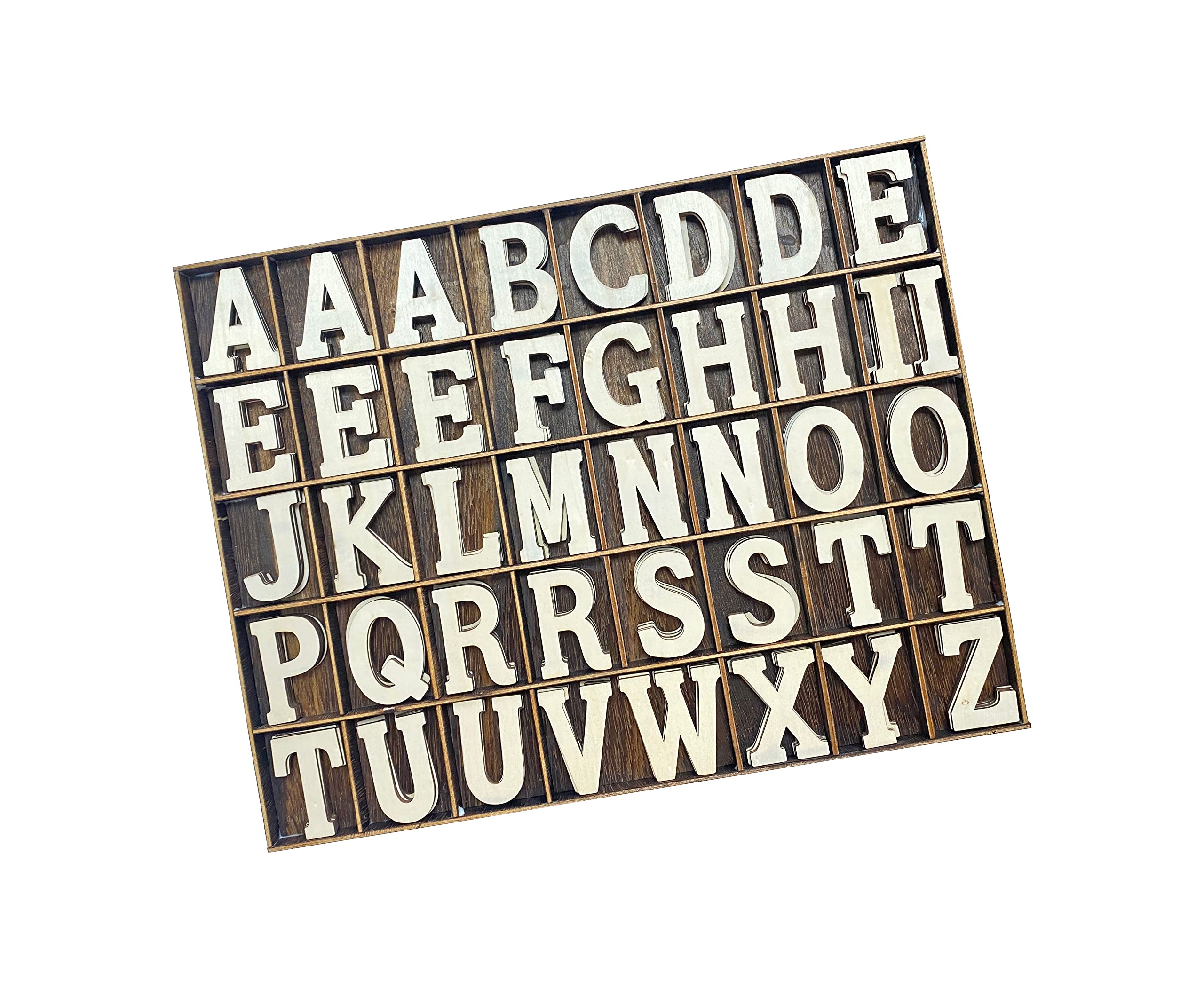 205 Pieces 2 Inch Wooden Letters Wood Alphabets for Crafts,Organized with Extra Common Letters