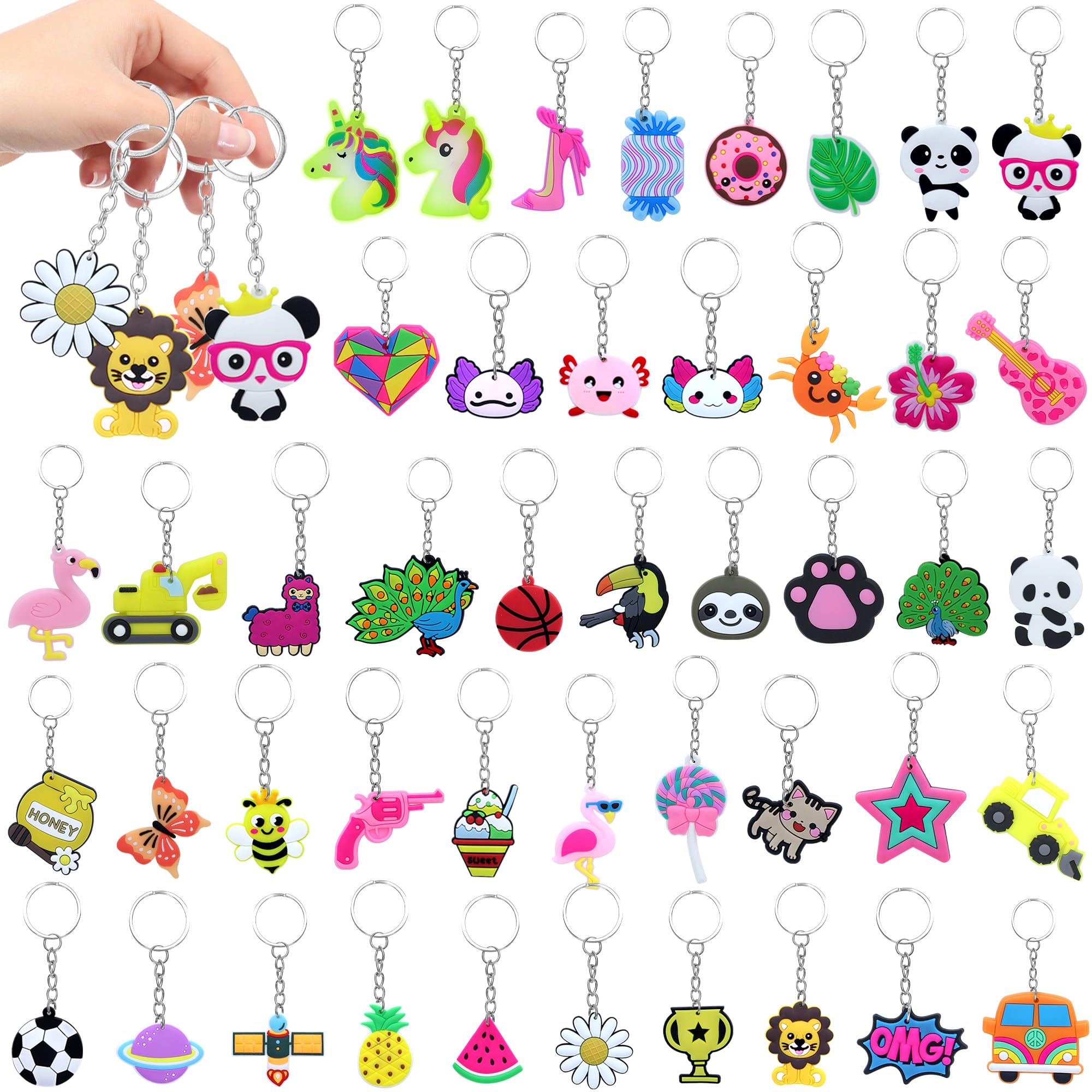 Fun Kid Keychains Cartoon Keychains Bulk for Kids Party Favors with Video Game, Ball ...