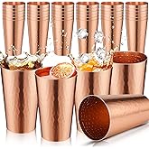 Geosar 24 Pcs Aluminum Cold Drink Cups 15oz Stackable Metal Cups Retro Aluminum Water Tumblers Set Iced Coffee Beer Hammered Tumblers for Birthday Party Camping Travel Outdoors Supplies(Copper)