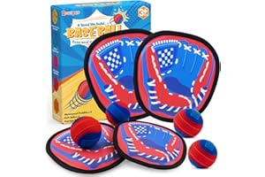 Qrooper Beach Toys Toss and Catch Ball Set Outdoor Games for Kids Toys Ball Catch Toddler Baseball Training Sports Yard Pool Games Backyard Outside Toys for 3 4 5 6 7 Year Old Easter Basket Stuffers