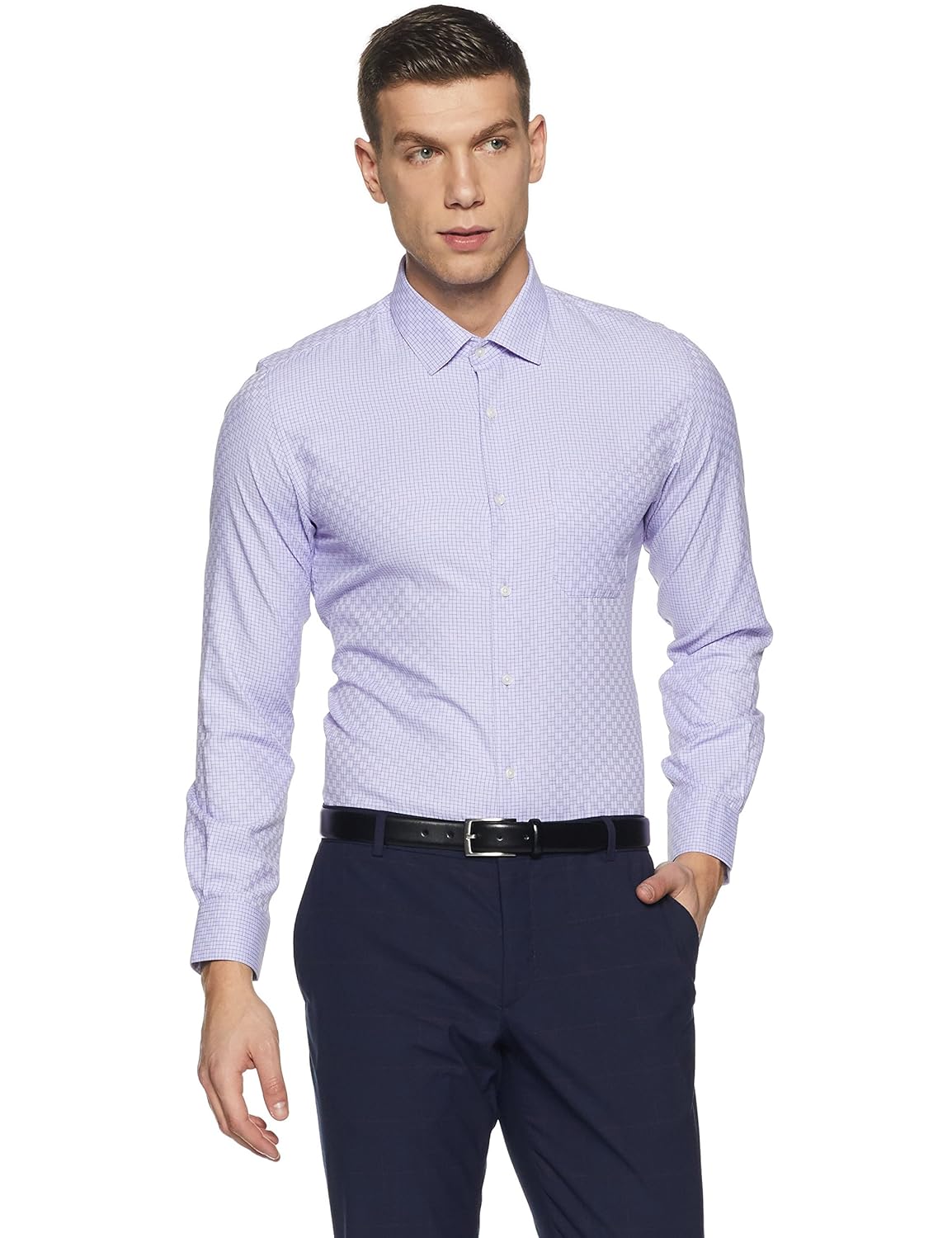 peter england men's plain slim fit formal shirt