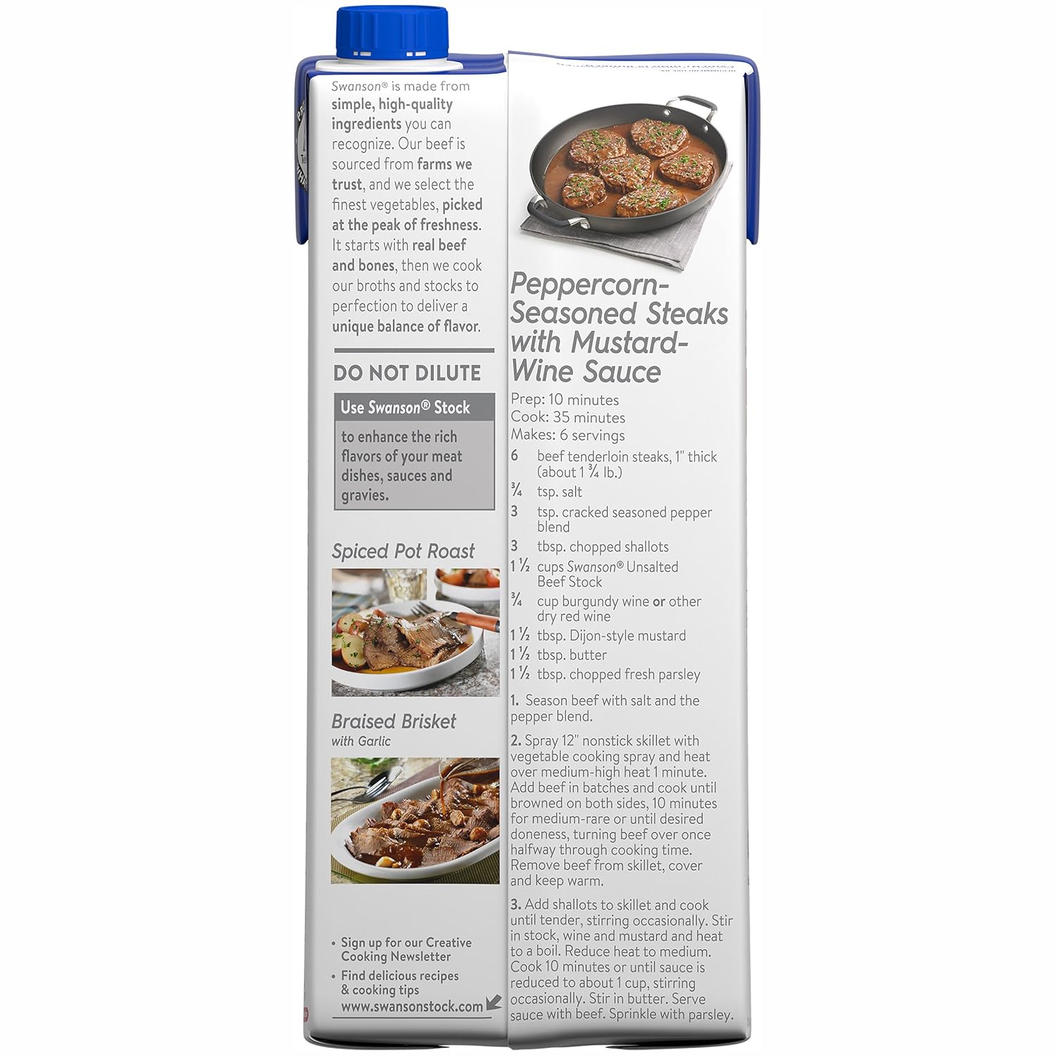 Swanson Unsalted Beef Flavored Cooking Stock, 32 oz. Carton (Pack of 12