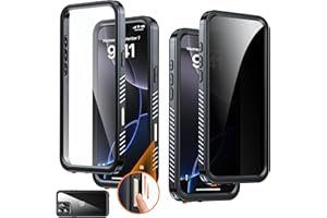 AMILIFECASES for iPhone 16 Pro Max Case Waterproof, Built-in Privacy Screen & HD Screen Double Front Frame [IP68 Underwater] 