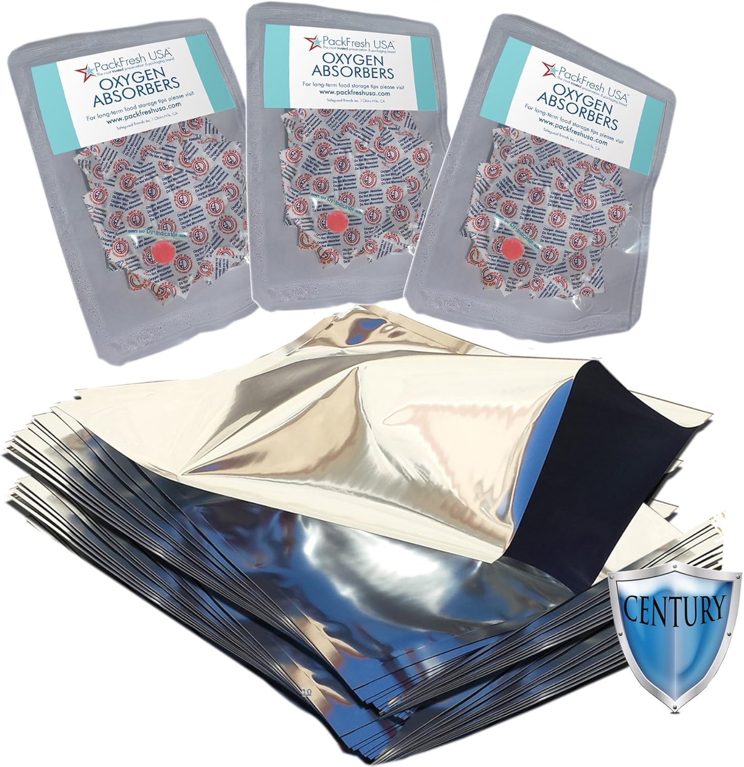 PackFreshUSA: 25 Pack - 5 Mil - One Quart Premium Century Mylar Bags (8