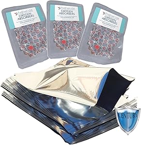 PackFreshUSA: 25 Pack - 5 Mil - One Quart Premium Century Mylar Bags (8