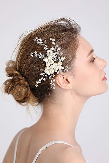 Amazon Com Fxmimior Bridal Wedding Flower Headpiece Hair Comb