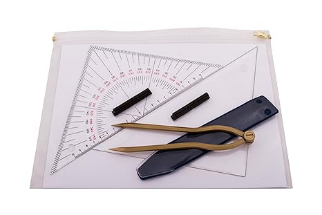 Navigationsbesteck - Navigationsset - Marinezirkel + 2 Dreiecke +Tasche