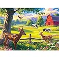 300 Pieces Puzzles for Adult Jigsaw Puzzle 300 Piece Children Elderly Puzzle Deer Cow Farm Puzzle Gift for Mom Dad Family Friend Family Activity Games Home Decor Wall Art 20.5x15IN