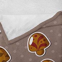 Ambesonne Brown Throw Blanket, Colorful Toadstools