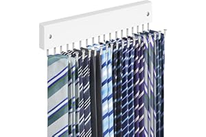 Tie Rack Belt Hanger Wall Mounted, Lomrsiul Non Slip 180 Degree Rotating Organizer for Closet with 18 Hooks for Necklace Purs