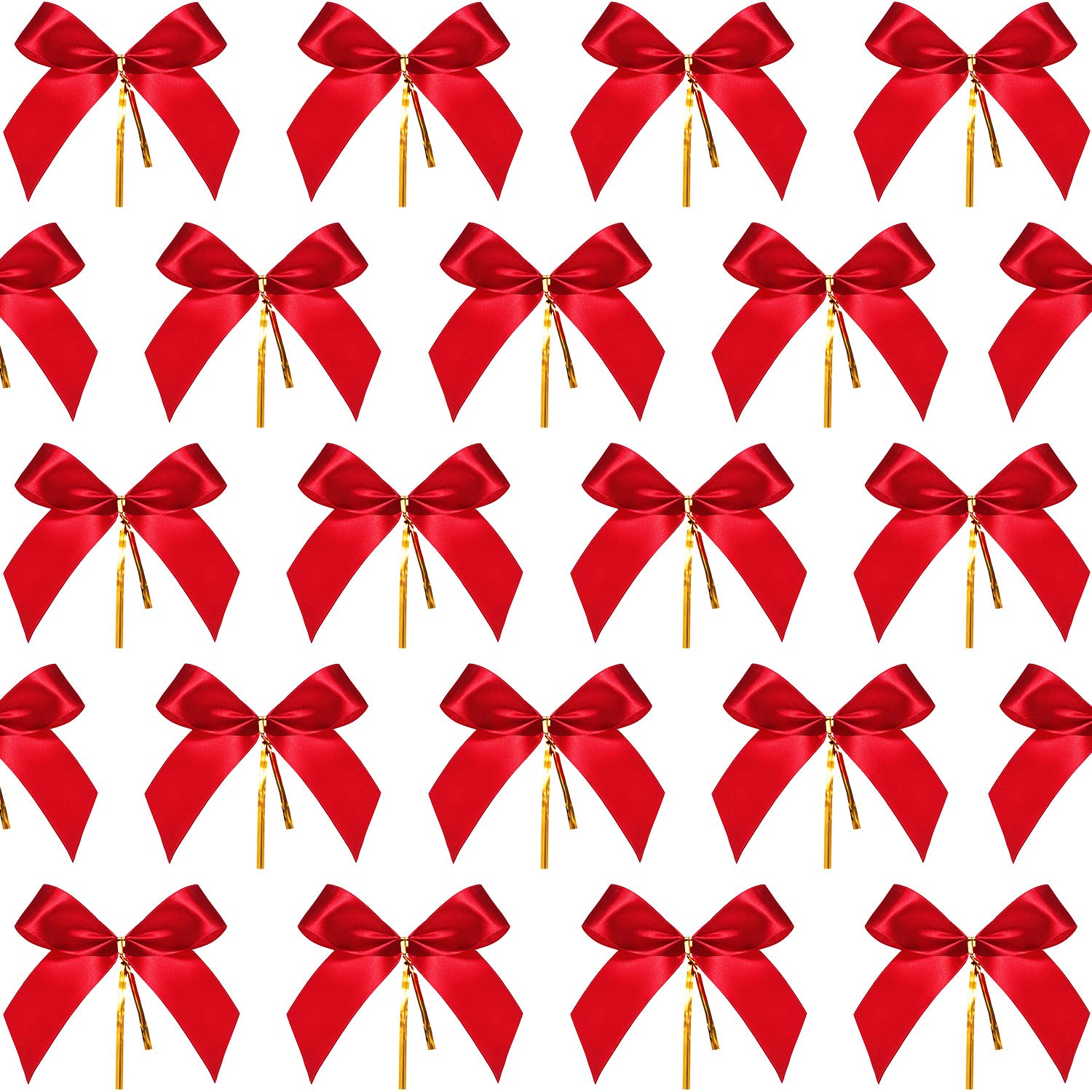 Sumind Pack of 48 Christmas Bow Red Ribbon Bow Christmas Wreath Decoration (3 x 2.94 Inches)