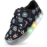 YESKIS Boys Girls Light Up Shoes Vivaki LED Canvas Cartoon Casual Sneakers for Toddler Little Kid Size 5-12