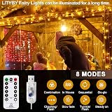 LITYBY Fairy Lights USB Powered 13m 120 LEDs Warm White IP65 Remote view 5