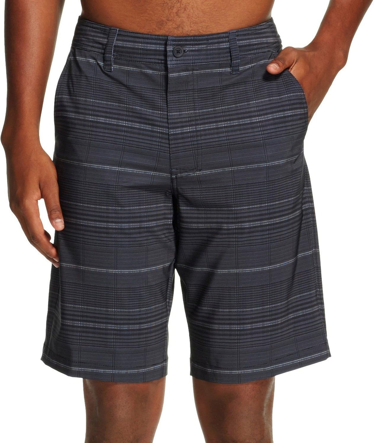 Men's Hybrid Board Shorts White Plaid Mossimo Supply Co. (28, Ebony