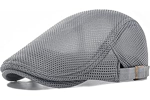 VOBOOM Men Breathable Mesh Summer Hat Adjustable Newsboy Beret Ivy Cabbie Flat Cap
