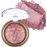 Baked Blush, Marbleized Blush for Cheeks, Shimmery Satin Finish Powder Blushes Palette, Buildable Color Natural Face Makeup Powder