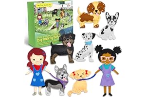 CRAFTILOO 8 Pre-Cut Dogs Stuffed Animal Fun Kids Sewing Kit for Kids Ages 8-12 Children Beginners Sewing kit Kid Puppy Crafts Felt Pillow Plush Craft Kit Girls and Boys