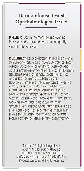 BURT’S BEES RENEWAL SMOOTHING EYE CREAM, FIRMING EYE CREAM, 0.58 OUNCE