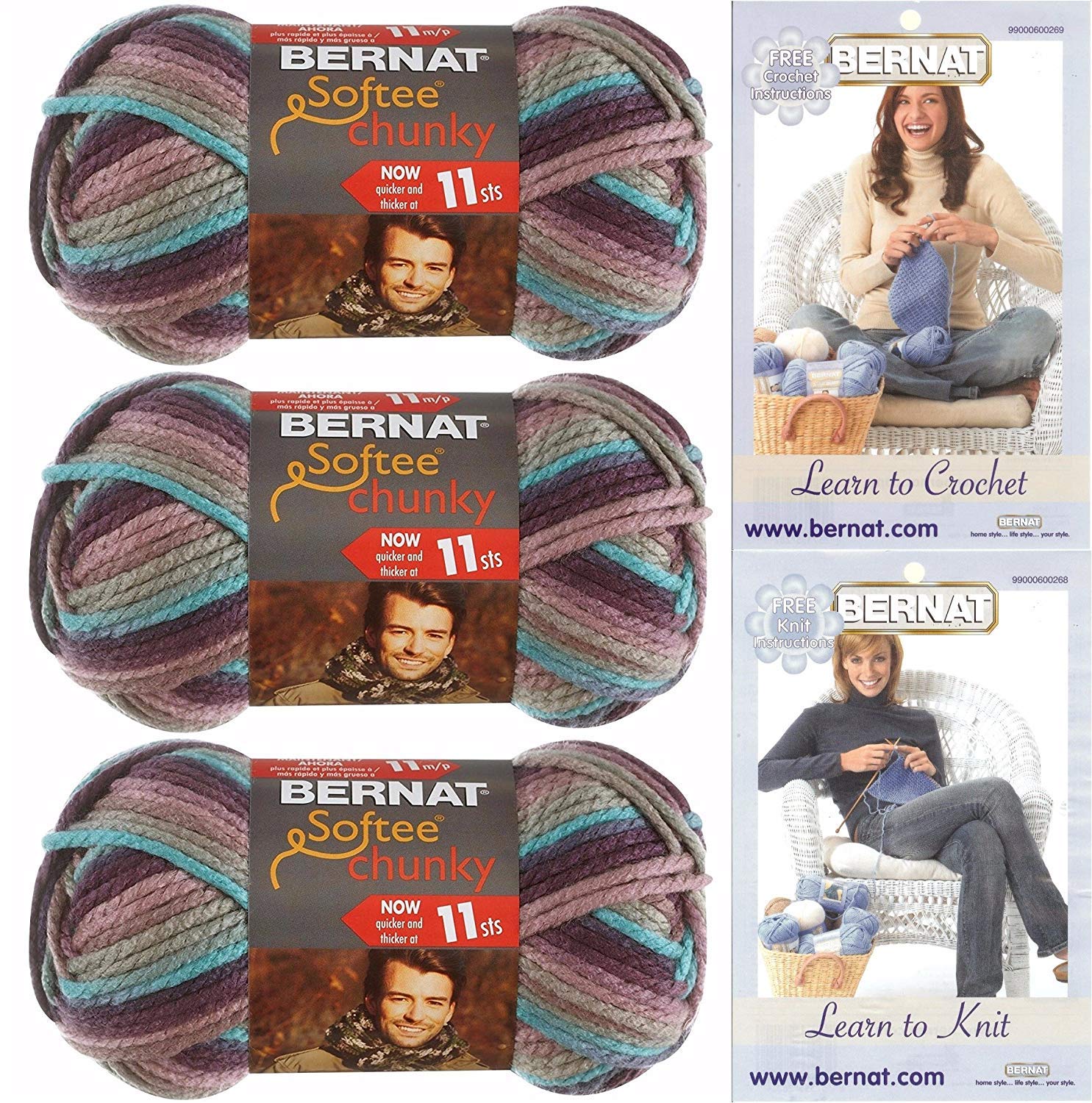 BERNAT SOFTEE CHUNKY OMBRE- PACK OF 3 BALLS - 80G EACH BALL - SHADOW