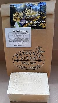 Natürliche, vegane, Grüne Olivenseife von Patounis (5 x 115 g)