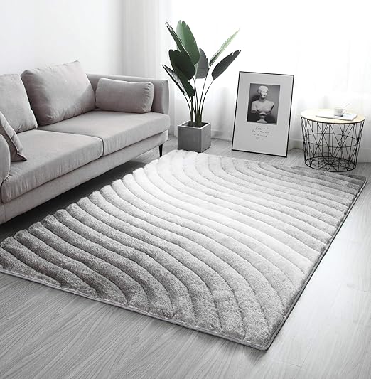 Modern Style Rugs Living Room Black Silver Grey & White Sparkle