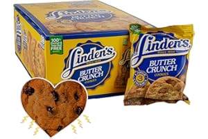 Linden's Butter Crunch Cookies- 3 Cookies Per Pack- 18 Packs - With Exclusive InPrimeTime Cookie Heart Magnet