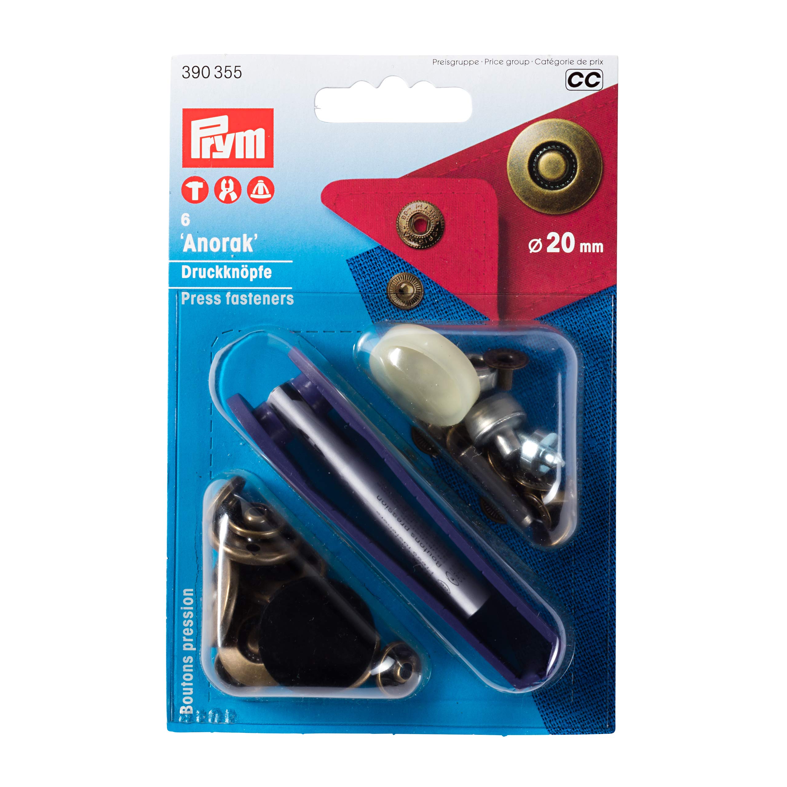 Prym - Prym Anorak Design Band Antique Brass (20mm) Non-Sew Press Fasteners - 1 Unit