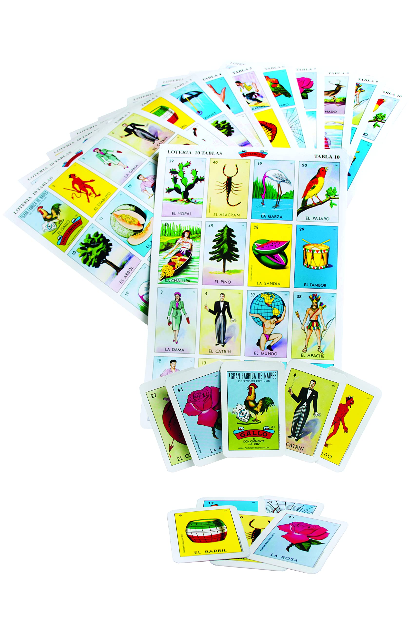 Photo 1 of Don Clemente Mexican Jumbo Loteria Set, Deck of Cards Fun and Educational, 10 Large Boards