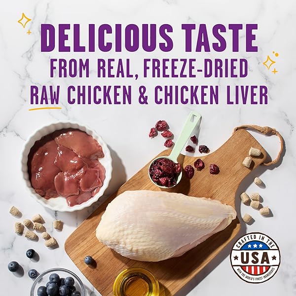 STELLA & CHEWY’S MEOWFULLS FREEZE DRIED CAT TREATS – CHICKEN & CHICKEN LIVER RECIPE – RAW PROTEIN WITH PROBIOTICS & SALMON OIL – 1 CALORIE PER TREAT – 1.5 OZ