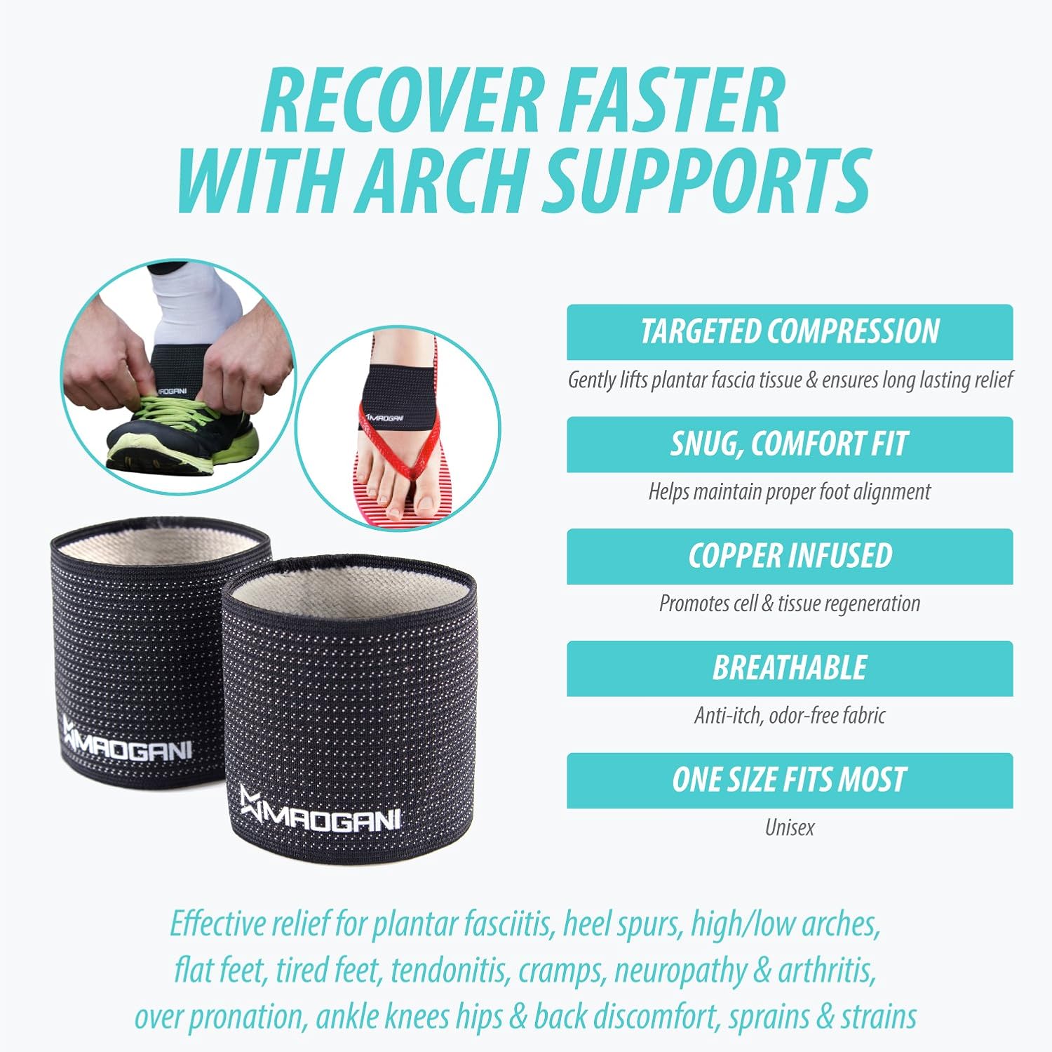 Foot Massager Roller Ball & Arch Support - Relieve Plantar Fasciitis, Foot Arch Pain, Heel, Muscles, Stress, Flat Feet, High Arches - via Relaxation Reflexology Acupressure & Copper Compression Braces: Health & Personal Care
