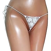 White crochet extreme micro bikini bottom G-string thong bikini bottom See through micro thong
