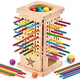 Montessori Wooden Board Games, 42 Colorful Sticks Math Learning Toys for 3 4 5 6 Year Olds, Board Games for Kids 4-6, Fine Motor Skills Toy Family Travel Game, Gifts for Boys Girls 3 Year Old