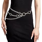 Widyany Punk Leather Belts for Women O-Rings Chains Goth Rock Garters Strap for Woman Waist Chain Belt