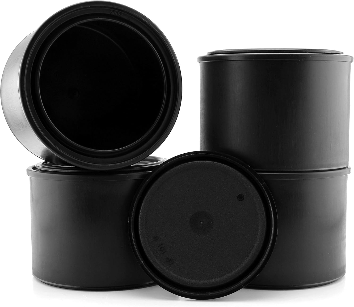 Pint Size Black Plastic Paint Cans (4Pack); ½ Liter All