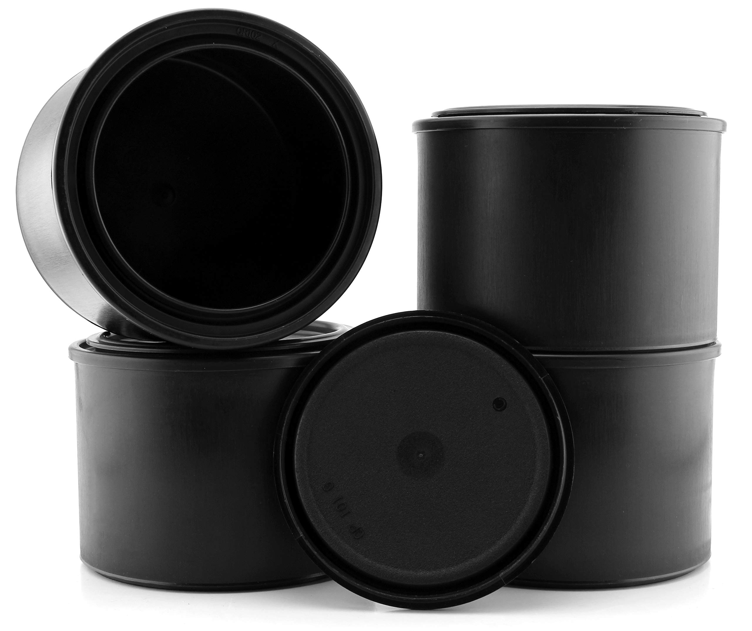 Pint Size Black Plastic Paint Cans (4Pack); ½ Liter All Plastic Cans