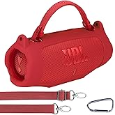 Lebakort Silicone Cover Compatible with JBL Charge 6 Portable Speaker (Red Cover)