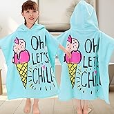 VOOVA & MOVAS Hooded Toddler Bath Towels (2-6Years,24"X48") Cotton Pool Poncho for Kids, Perfect for Swimming | Surfing | Camping | Bathing | Birthday Gifts, Ice Cream Theme