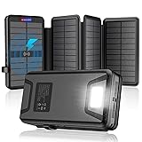Solar Charger 35800mAh Solar Power Bank with Dual 3.1A Outputs 10W Qi Wireless Charger Waterproof Built-in Solar Panel and Br