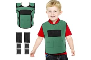 OUTREE Weighted Vest for Kids with Sensory Needs, Compression Vest for Kids with ADHD and Autism, Calming and Supportive Kids Weighted Vest with Adjustable Weights(Small Green)