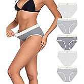 ANLIQI Womens Underwear Pack Mid Rise Cotton Hipster Panties Soft Stretch Breathable Briefs Ladies Cute Printed Bikini Undies