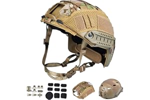 ActionUnion Tactical Airsoft Paintball Fast Helmet with Cover PJ Type Adjustable Protective NVG Mount for Sports Hunting Shooting