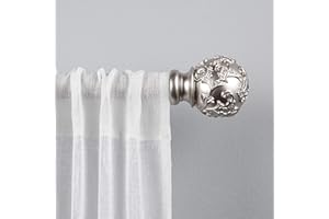 Exclusive Home Curtains ER1015-01 66120 Vine 1" Curtain Rod and Finial Set, 66" -120", Matte Silver