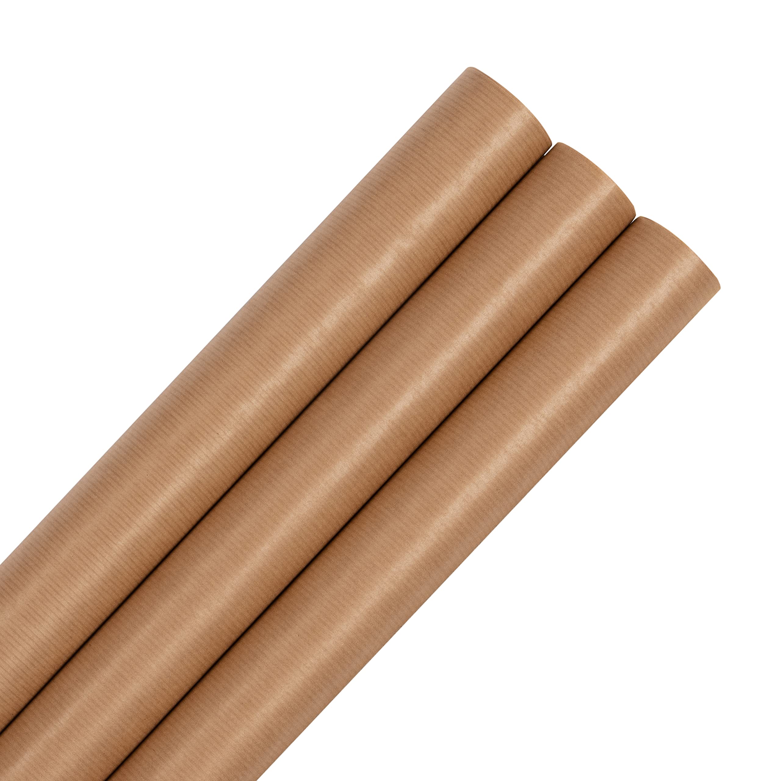 Hallmark Wrapping Paper, Roll Wrap, Plain Brown Kraft Roll, Any Occasion, Birthday, Christmas, Anniversary, Pack of 3, 3M Each