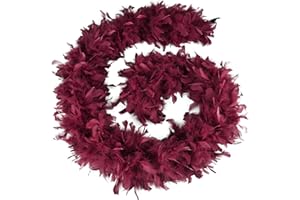 FeelfunFeather Wine Red Feather Boa - 45g 2 Yards Turkey Boas Feathers for Party Bulk Wedding Concert Carnival Halloween Christmas Costume Decoration