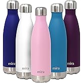 MIRA 17 Oz Stainless Steel Vacuum Insulated Water Bottle - Double Walled Cola Shape Thermos - 24 Hours Cold, 12 Hours Hot - Reusable Metal Water Bottle - Leak-Proof Sports Flask - Rose Pink