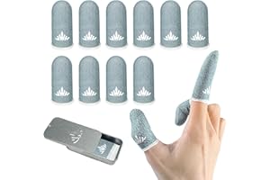 JWH Ultra-Thin Silver Fiber Gaming Finger Sleeves,Blue Thumb Sleeves Gaming Cots,10 Pack Gaming Finger Gloves for PUBG,with Storage Box,High Sensitivity,Anti-Slip,Fundas para Dedos Gamer