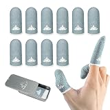 Hipporizz 10 Pack Silver Fiber Dedales Gamer Profesionales Anti Slip Sweat Proof Gaming Finger Thumb Sleeves Cots Breathable Mobile Phone Gamer Gloves Guantes para Durable Covers for Pubg