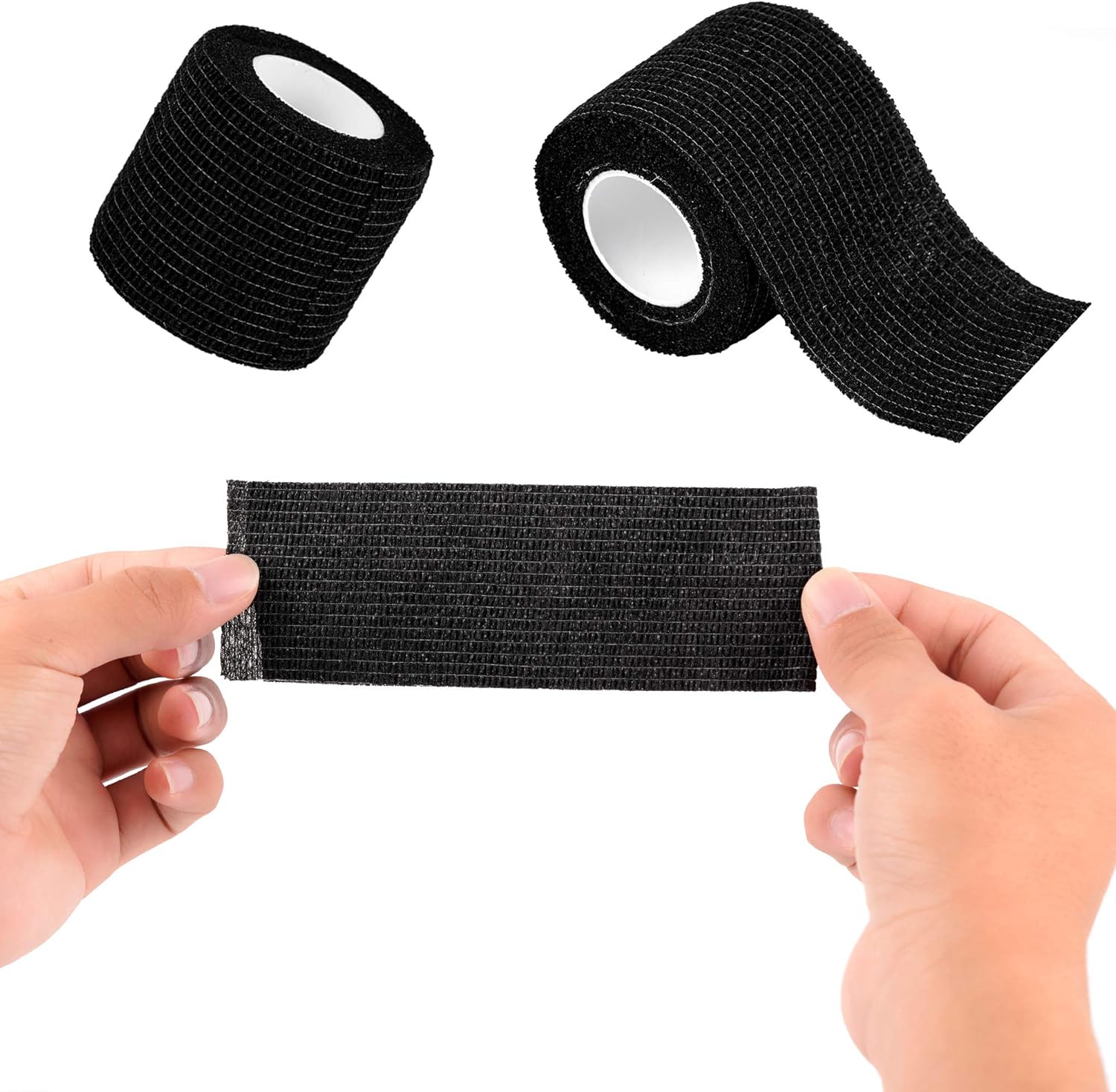 12 Pack Self Adherent Cohesive Wrap Bandages 2 Inches X 5 Yards, First Aid Tape, Elastic Self Adhesive Tape, Athletic, All Sports wrap Tape, Breathable Wound Tape, Bandage Wrap for Wrist, Ankle, Black: Health & Personal Care