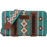 Wrangler Wallet Purse for Women Western Aztec Clutch Wristlet Wallet with Credit Card Holder