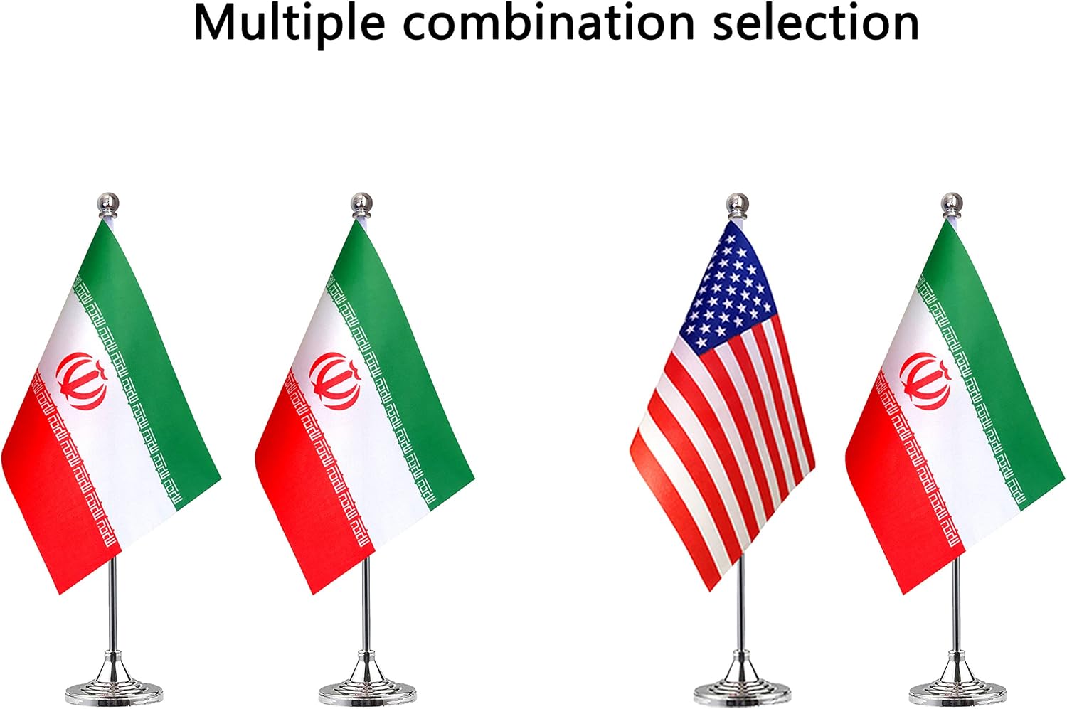 WEITBF Iran Desk Flag Small Mini Iranian Office Table Flag with Stand Base Decorations,2 Pack: Garden & Outdoor